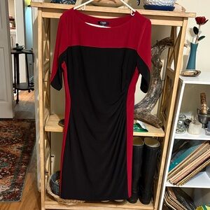 Vintage*Chaps Women's Long Sleeve Red and Black Dress